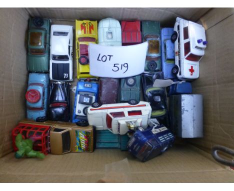 Die-cast : Dinky/Corgi etc, playworn in 2 small boxes, good lot.