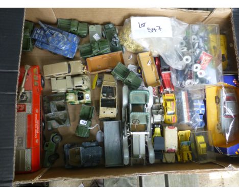 Die-cast : Dinky etc - few Corgi, many vintage Dinky, many playworn but also some in good condition - plus a box of tyres etc