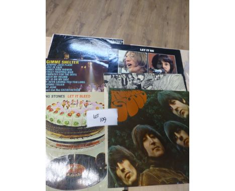 Records : Impressive collection of six Rolling Stones/Beatles LP's, all UK first pressings, some sleeves with some wear prese