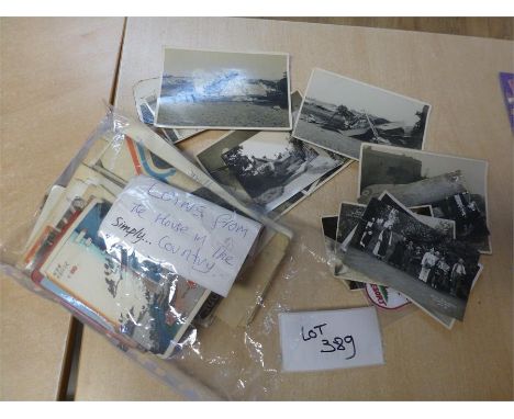 Postcards : Nice collection of postcards and photos, many army related and crashed planes etc, plus other ephemera.