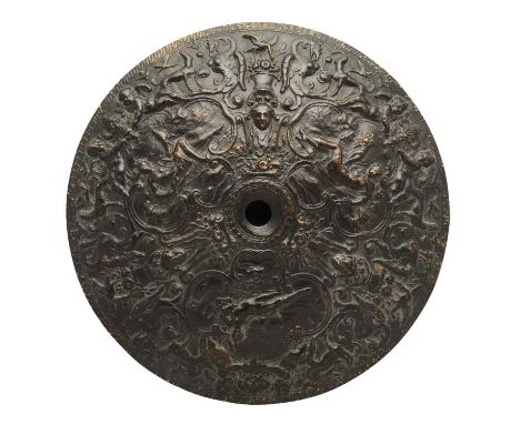 A BRONZE DISC, AFTER PAUL VAN VIANEN (1570-1614), PROBABLY FRENCH 19TH CENTURY cast with figures in cartouches and Mannerist 
