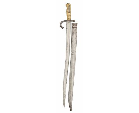 □ A FRENCH MODEL 1866 CHASSEPOT BAYONET, DATED 1873
of regulation type, the back edge with the date and Châtellerault arsenal