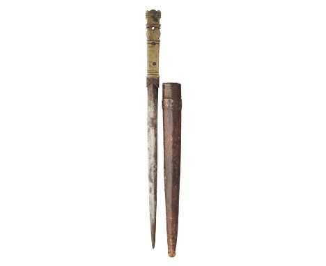 AN UNUSUAL DAGGER IN THE EUROPEAN TASTE, PROBABLY NORTH AFRICAN, 18TH/19TH CENTURY with straight tapering blade of flattened-