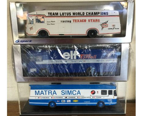 Three various 1:24 scale boxed model crew buses. Est. £30 - £40.