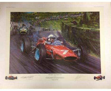 NICHOLAS WATTS (British b. 1947): An unframed limited edition lithograph print entitled 'John Surtees - World Champion 1964' 
