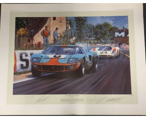 NICHOLAS WATTS (British b. 1947): An unframed limited edition lithograph print entitled 'Race to The Line - Le Mans 1969' num