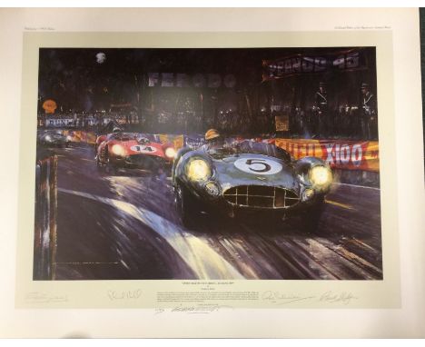 NICHOLAS WATTS (British b. 1947): An unframed limited edition lithograph print entitled 'Aston Martin Victorious -Le Mans 195