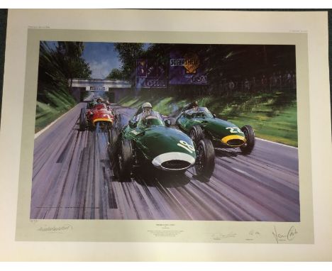 NICHOLAS WATTS (British b. 1947): An unframed limited edition lithograph print entitled 'British Racing Green' numbered 3 / 7