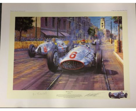 NICHOLAS WATTS (British b. 1947): An unframed limited edition lithograph print entitled 'Duel At Mulsanne' numbered 330 / 850