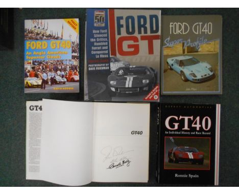 BOOKS: FORD: SPAIN, R: GT40 1986, signed by C. Shelby &amp; 2 others, plus another copy rev.ed. 1992, plus 3 others (5). £60 