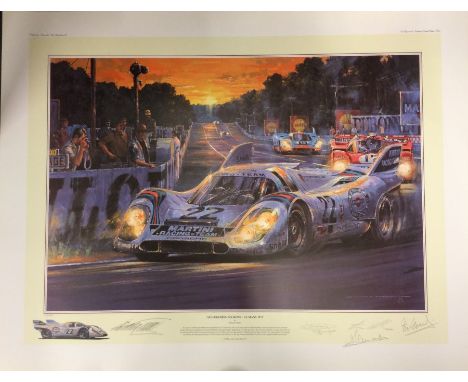 NICHOLAS WATTS (British b. 1947): An unframed limited edition lithograph print entitled 'As Darkness Beckons - Le Mans 1971' 