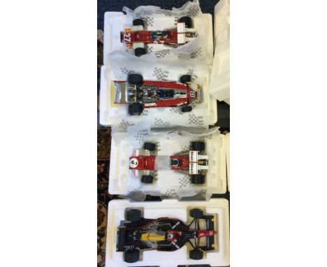 RACING LEGENDS: Four various 1:18 scale Ferrari boxed model racing cars. Est. £40 - £60.