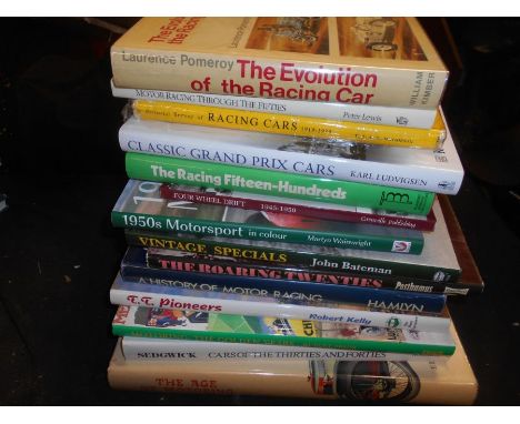 BOOKS: DUMONT, P: The Age of Motoring 1965, plus KELLY, R: T.T. Pioneers  1966, plus 12 others (14). Est. £30 - £40.