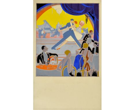 ***A. E. Halliwell (1905-1987) - Pencil and Gouache - "Cabaret", signed and dated Oct: 1927, 20ins x 12.5ins Note: Pencil ins