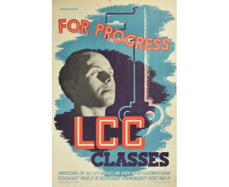 ***George Cranston Bogle (20th Century) - Lithograph in colours - Poster - "For Progress LCC Classes", 1938, published by E.M