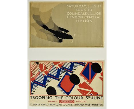 ***A. E. Halliwell (1905-1987) - Lithograph in colours - Two posters - "Book to Colindale (Adjoins Aerodrome) or Hendon Centr