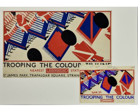 ARR&nbsp; A. E. Halliwell (1905-1987) - Pencil and Gouache - Lithograph -"Trooping the Colour" - original draft for Trooping 