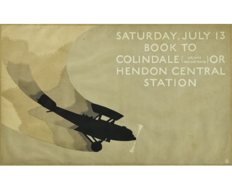 ***A. E. Halliwell (1905-1987) - Lithograph in colours - Poster - "Saturday, July 13 Book to Colindale (adjoins aerodrome) or