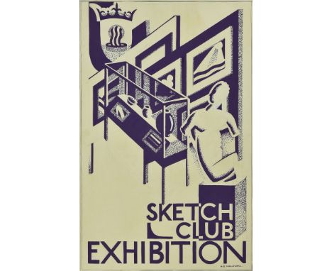 ***A. E. Halliwell (1905-1987) - Pencil and Gouache - Poster - "Sketch Club Exhibition", signed , 16ins x 10.25ins Note: Sign