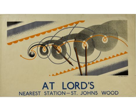 ***A. E. Halliwell (1905-1987) - Lithograph in colours - Poster - "At Lord's", signed, circa late 1920s, 15ins x 24.5insCondi