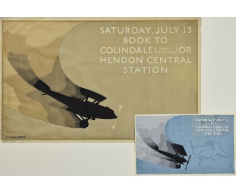 ***A. E. Halliwell (1905-1987) - Pencil and Gouache and Lithograph in colours - Poster - "Saturday, July 13 Book to Colindale