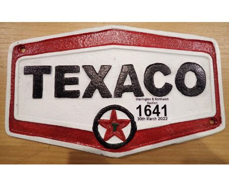 Cast iron Texaco wall plaque. P&amp;P Group 2 (£18+VAT for the first lot and £3+VAT for subsequent lots) 