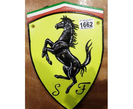 Cast iron Ferrari wall plaque. P&amp;P Group 2 (£18+VAT for the first lot and £3+VAT for subsequent lots) 