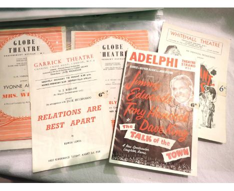 Quantity of programmes from The Globe Theatre London, Apollo Theatre, Adelphi, London Palladium etc circa 1950s (10). P&amp;P