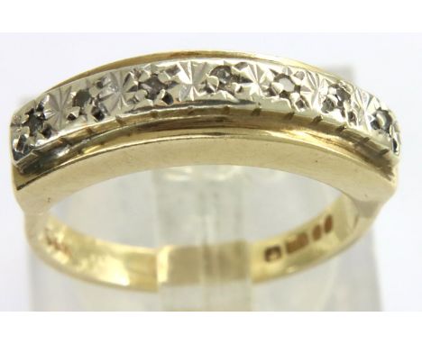 9ct gold diamond set half eternity ring, size K, 2.9g. P&amp;P Group 1 (£14+VAT for the first lot and £1+VAT for subsequent l