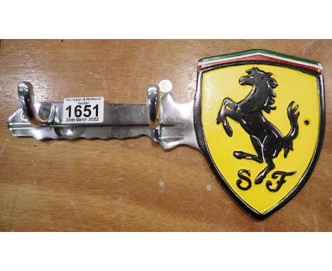 Aluminium Ferrari key holder, 30 x 16 cm. P&amp;P Group 2 (£18+VAT for the first lot and £3+VAT for subsequent lots) 