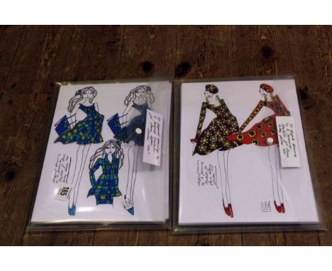 Sixty original fashion drawings by R. Jennings, illustrator for Laura Ashley, London 1970's