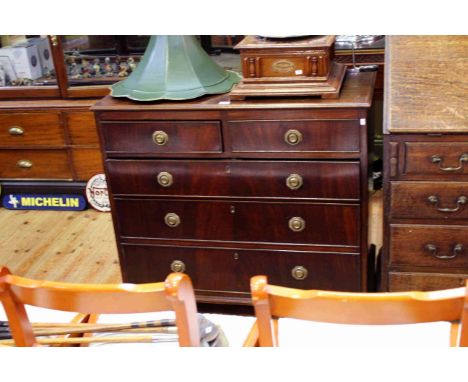 Georgian mahogany chest of two short above three long graduated drawers on bracket feet, 86cm by 92cm