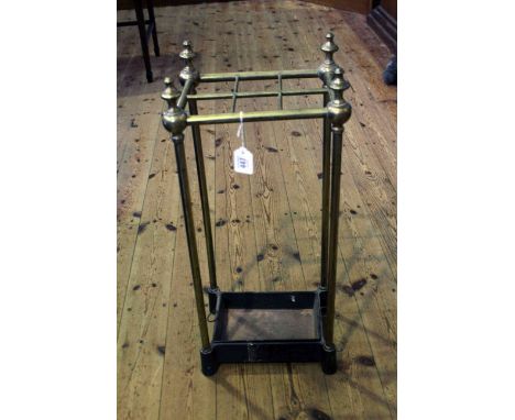 Brass six division stick stand, 66cm by 29cm