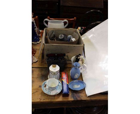 Stationary engine, opera glasses, china, etc