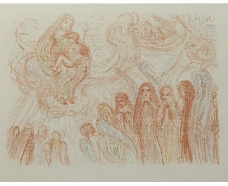 James ENSOR (1860-1949), lithograph from the series Scènes de la vie du Christ, La Vierge adorée par les Anges, signed and da