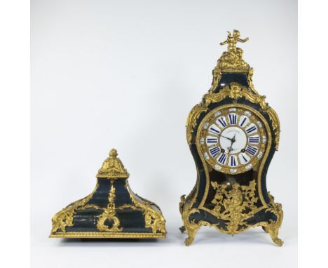 French 19th century cartel clock on console with finely chiselled gilt dial, marked Bailly Laine A Paris, with white enamel c