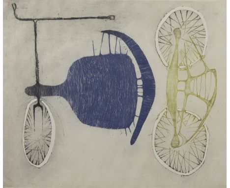 Walter LEBLANC (1932-1986), monotype, etching 1/1 'Tricycle', signed and dated '57Walter LEBLANC (1932-1986), monotype, ets 1