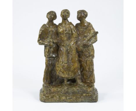 Jozef VAN ACKER (1937), patinated bronze The 2 musicians, signedJozef VAN ACKER (1937), gepatineerd brons De 2 muzikanten, ge