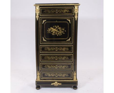 Napoleon III black lacquered wooden secretaire with gilt bronze fittingsNapoleon III zwart gelakte houten secretaire met verg