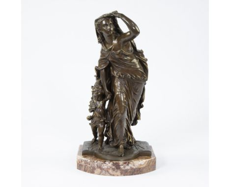 Henri Honoré PLÉ (1853-1922), bronze group of Young mother and child on marble base, signedHenri Honoré PLÉ (1853-1922), bron