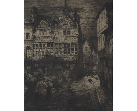 Jules DE BRUYCKER (1870-1945), etching Maison Palfijn Gand, numbered 66/150 and signedJules DE BRUYCKER (1870-1945), ets Mais