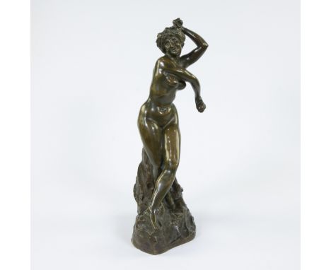 Jef LAMBEAUX (1852-1908), bronze sculpture of female nude, signedJef LAMBEAUX (1852-1908), bronzen beeld van vrouwelijk naakt