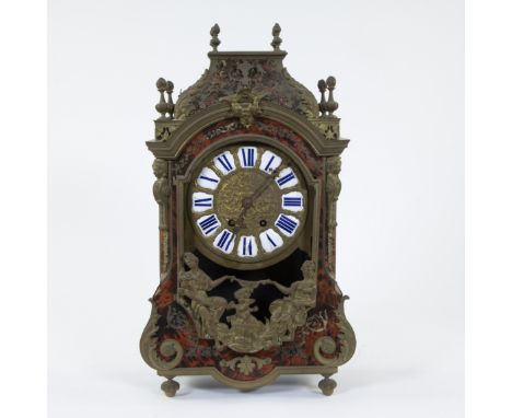 French 19th-century boulle clock after Balthazar Martinot with finely chiselled gilt dial with white enamel cartouches and Ro