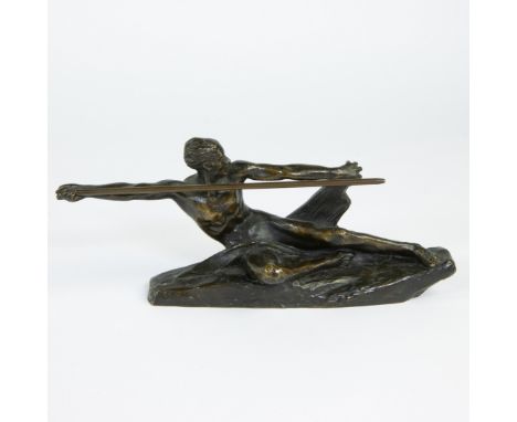 Max LE VERRIER (1891-1973,) Bronze, the javelin thrower, signedMax LE VERRIER (1891-1973,) Brons, de speerwerper, getekend11 