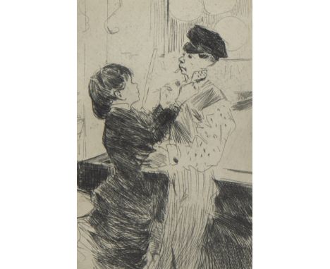 Pierre BONNARD (1867-1947), etching Le noeud de cravate, signedPierre BONNARD (1867-1947), ets Le noeud de cravate, getekend1