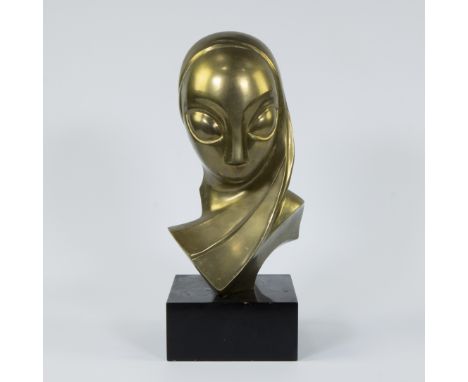 After Constantin Brancusi Mademoiselle Pogany gilt bronze bust, unsignedNaar Constantin Brancusi Mademoiselle Pogany verguld 