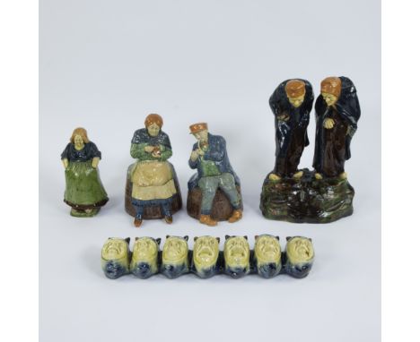Colletion of Flemish pottery pottery Caessens Kortrijk and pipe rack the seven deadly sins Bruges pottery Vande VoordeLot Vla