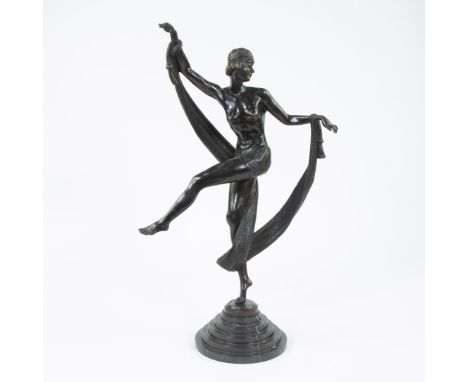 Fanny ROZET (1881-c.1921), bronze sculpture of a dancer, signed, posthumous castFanny ROZET (1881-c.1921), bronzen beeld van 