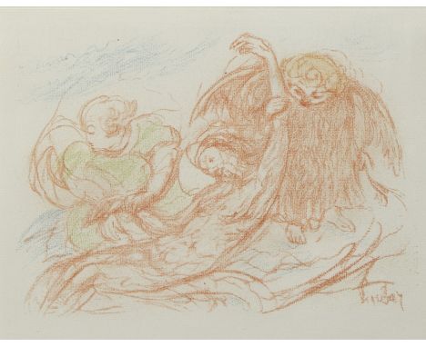 James ENSOR (1860-1949), lithograph from the series Scènes de la vie du Christ, Le Christ et les Anges, signed in the plate, 