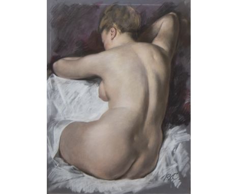 Robert VAN CAUWENBERGHE (1905-1985), pastel Rugging nude (portrait of his muse), signedRobert VAN CAUWENBERGHE (1905-1985), p